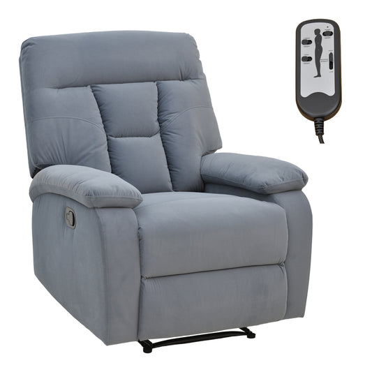 Armchair relax with massage mechanism Terpsi pakoworld grey velvet 80x94x100cm.