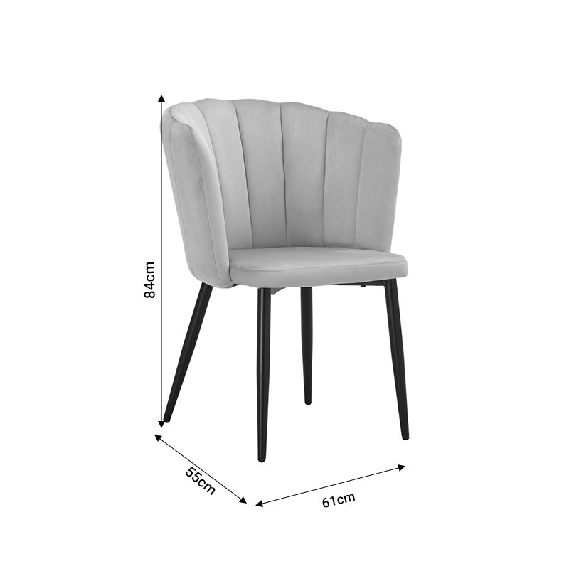 Chair Esme pakoworld metal black legs - velvet in grey color 61x55x84cm