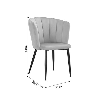 Chair Esme pakoworld metal black legs - velvet in grey color 61x55x84cm