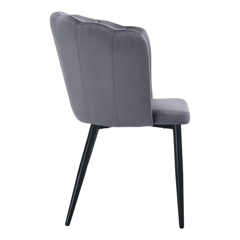 Esme chair pakoworld anthracite velvet-leg black metal 61x55x84cm