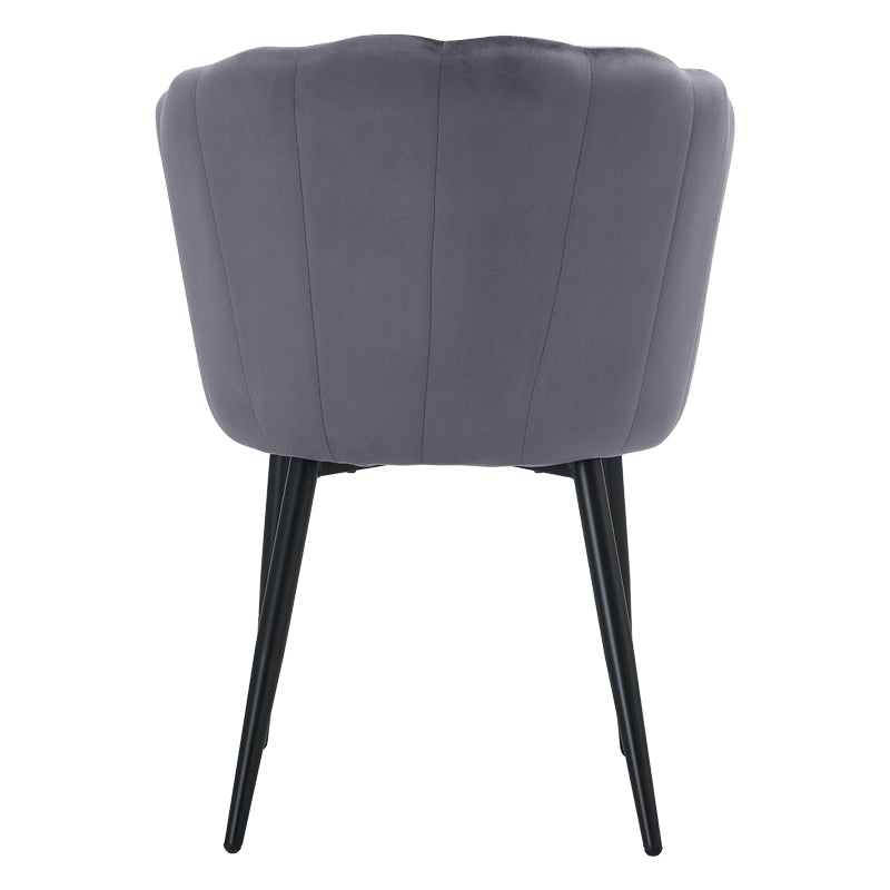 Esme chair pakoworld anthracite velvet-leg black metal 61x55x84cm