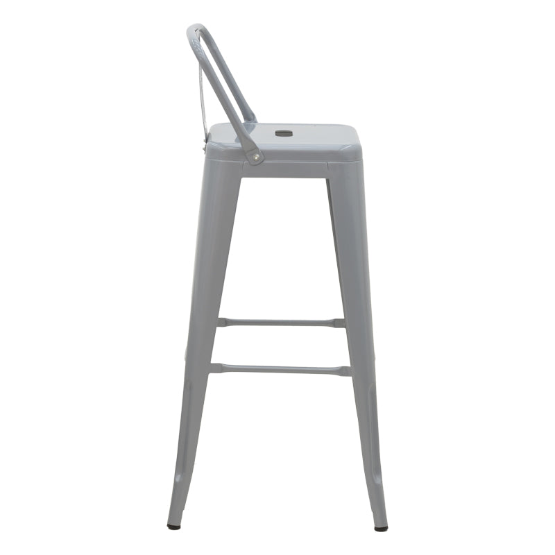 Bar stool with backrest Utopia pakoworld metal grey matte 42x42x97cm