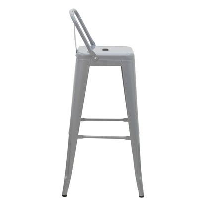 Bar stool with backrest Utopia pakoworld metal grey matte 42x42x97cm