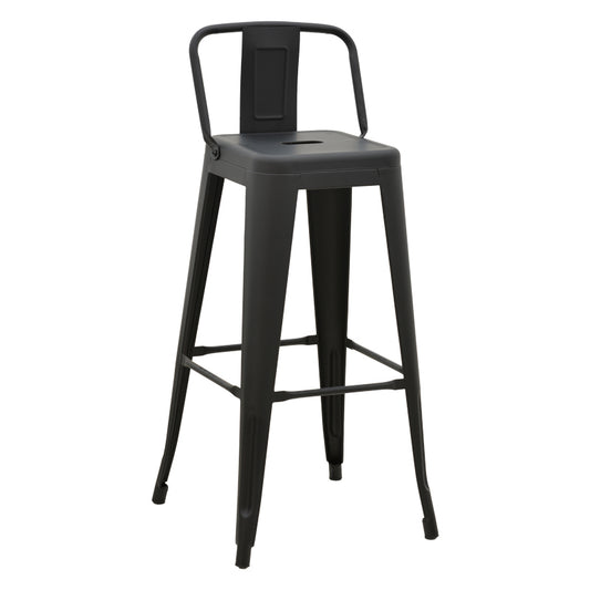 Bar stool with backrest Utopia pakoworld metal black matte 42x42x97cm