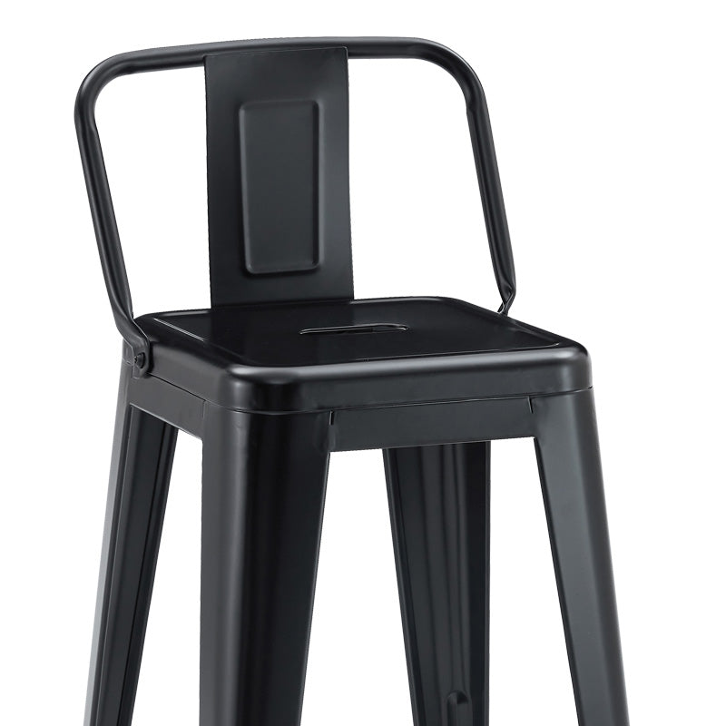 Mid-height Bar stool with backrest Utopia metal black 42x42x86cm