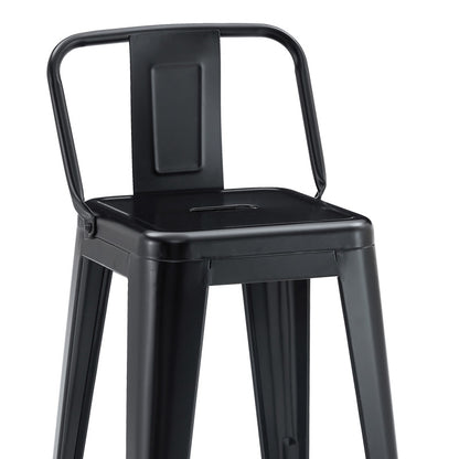 Mid-height Bar stool with backrest Utopia metal black 42x42x86cm