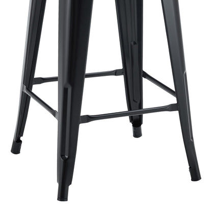 Mid-height Bar stool with backrest Utopia metal black 42x42x86cm