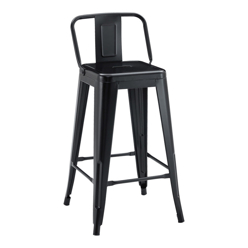 Mid-height Bar stool with backrest Utopia metal black 42x42x86cm