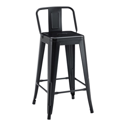 Mid-height Bar stool with backrest Utopia metal black 42x42x86cm