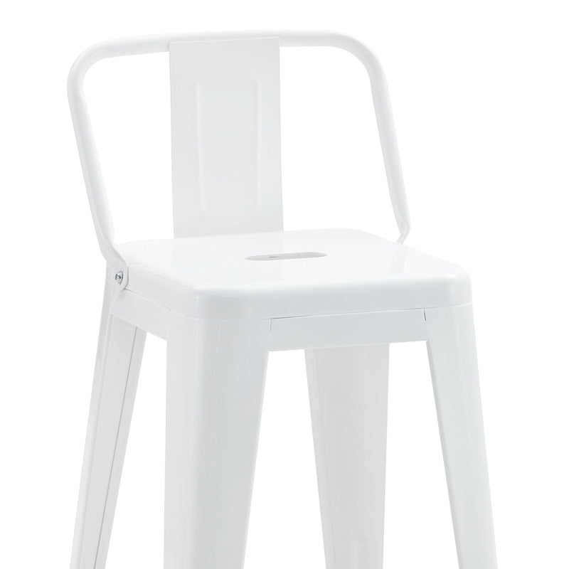 Mid-height bar stool with back Utopia metal in white shade 42x42x86cm