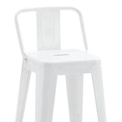 Mid-height bar stool with back Utopia metal in white shade 42x42x86cm