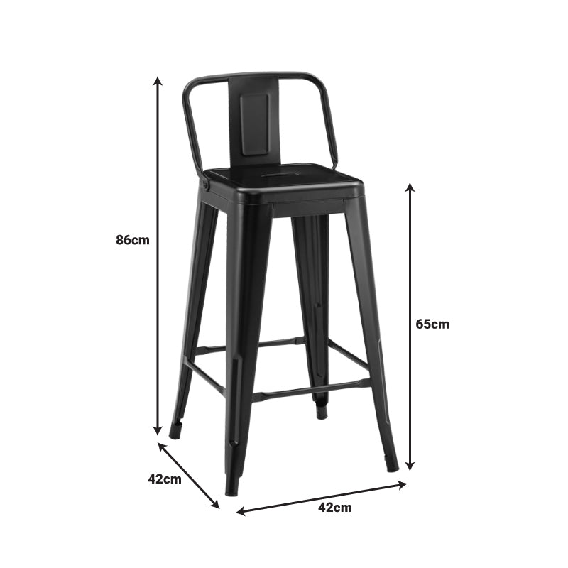 Mid-height bar stool with back Utopia metal in white shade 42x42x86cm