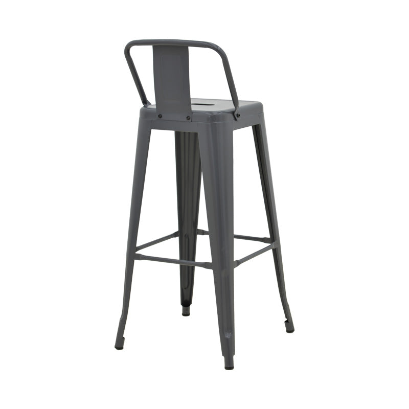 Mid-height Bar stool with backrest Utopia metal in anthracite color 42x42x86cm
