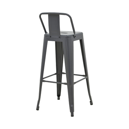 Mid-height Bar stool with backrest Utopia metal in anthracite color 42x42x86cm