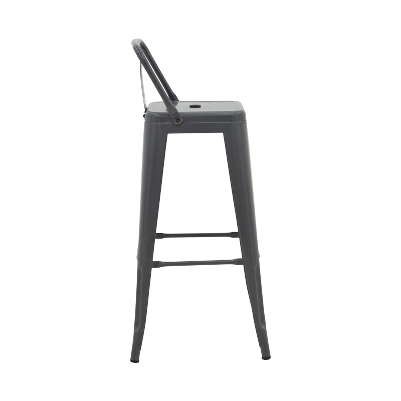 Mid-height Bar stool with backrest Utopia metal in anthracite color 42x42x86cm