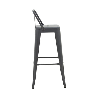 Mid-height Bar stool with backrest Utopia metal in anthracite color 42x42x86cm