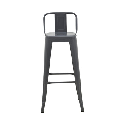 Mid-height Bar stool with backrest Utopia metal in anthracite color 42x42x86cm