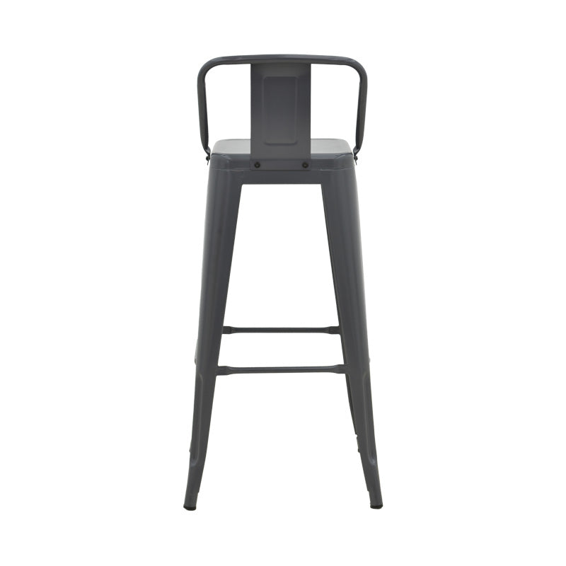 Mid-height Bar stool with backrest Utopia metal in anthracite color 42x42x86cm
