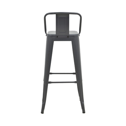 Mid-height Bar stool with backrest Utopia metal in anthracite color 42x42x86cm