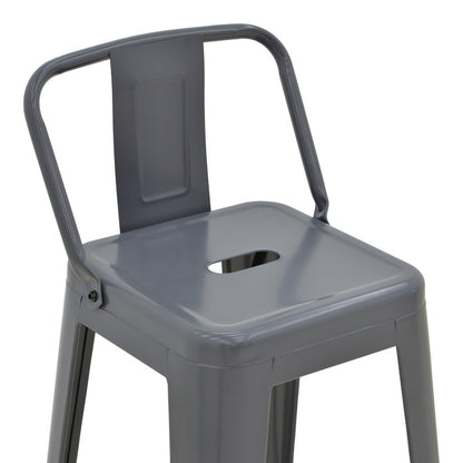 Mid-height Bar stool with backrest Utopia metal in anthracite color 42x42x86cm