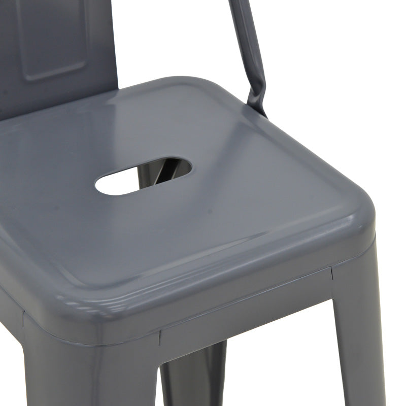 Mid-height Bar stool with backrest Utopia metal in anthracite color 42x42x86cm