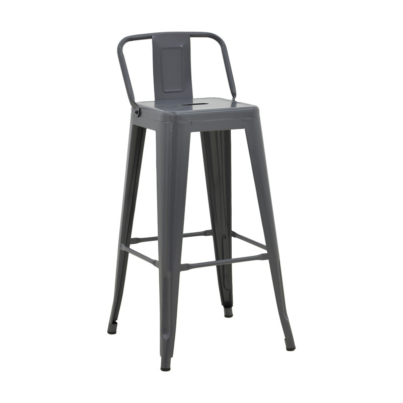 Mid-height Bar stool with backrest Utopia metal in anthracite color 42x42x86cm