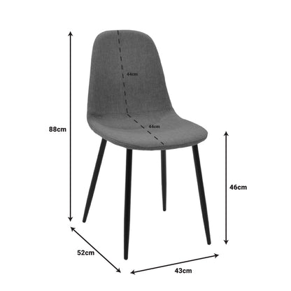 Dining chair Bella black fabric and black metal leg 43.5x52x89cm