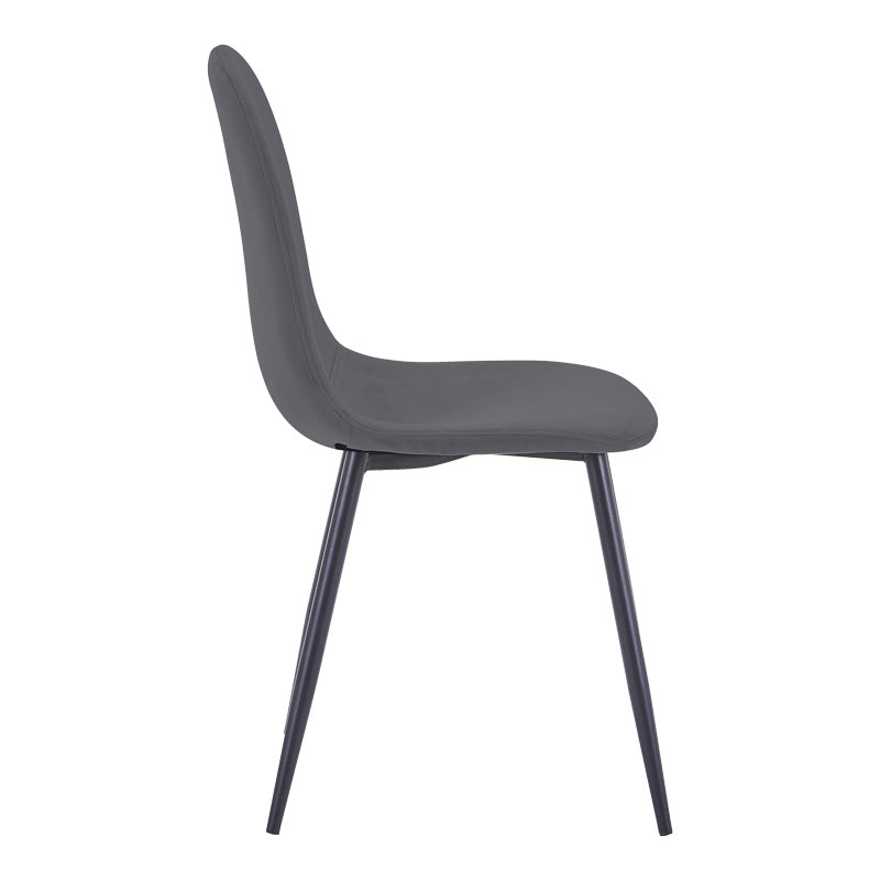 Dining chair Bella velvet in dark grey color and black metal leg 43.5x52x89cm