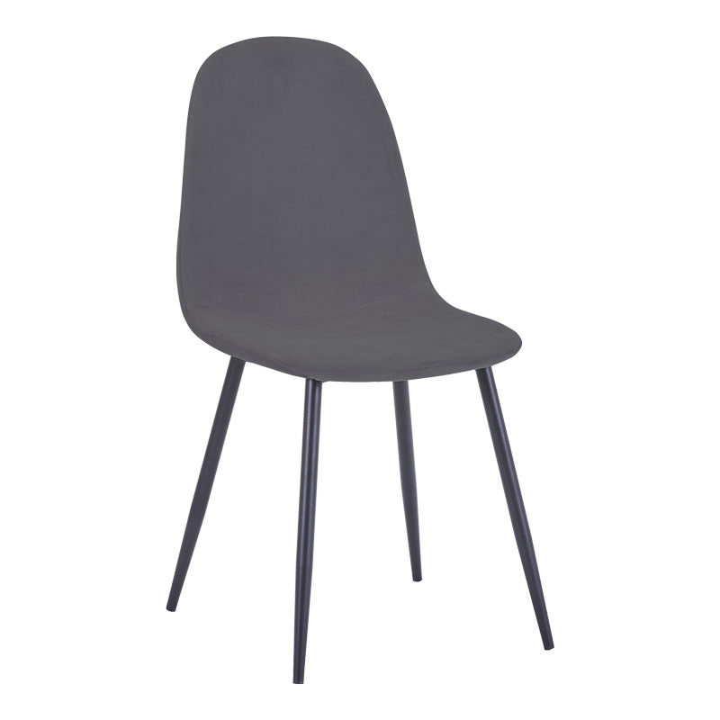 Dining chair Bella velvet in dark grey color and black metal leg 43.5x52x89cm