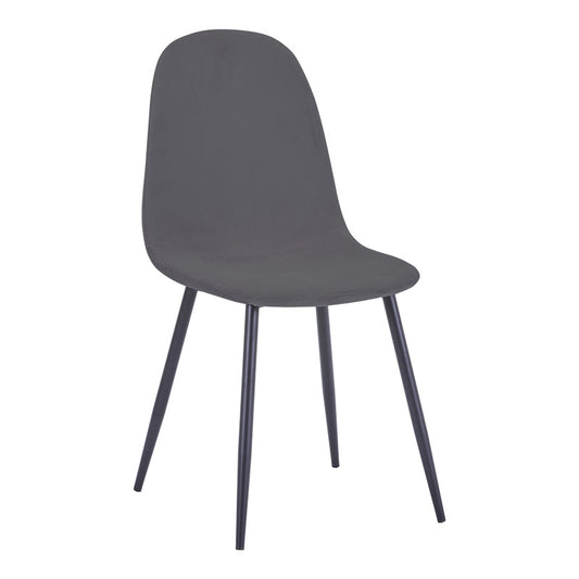 Dining chair Bella velvet in dark grey color and black metal leg 43.5x52x89cm