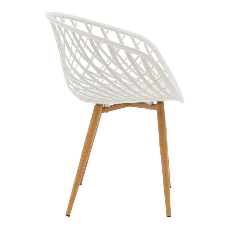 Armchair Ezra white pp-natural color metal leg 62.5x56x82cm