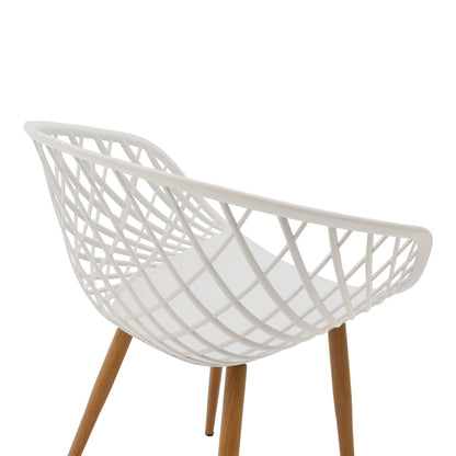 Armchair Ezra white pp-natural color metal leg 62.5x56x82cm