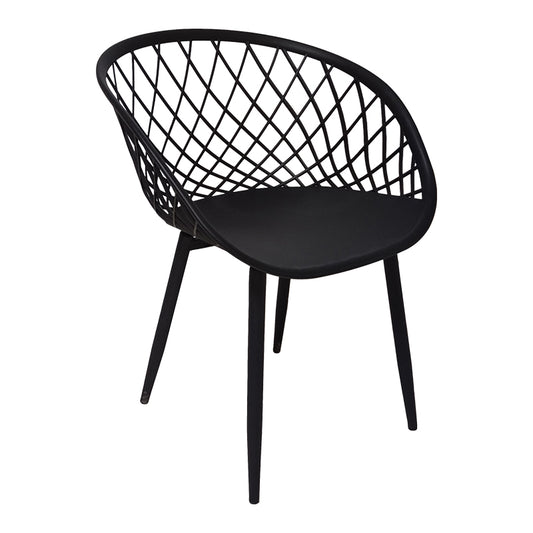 Armchair Ezra black pp-black metal leg 62.5x56x82cm