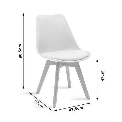 Chair Gaston pakoworld PP-PU white-natural leg 53.5x48.5x83cm