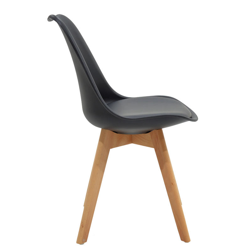 Chair Gaston pakoworld PP-PU black-natural leg 53.5x48.5x83cm