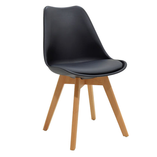 Chair Gaston pakoworld PP-PU black-natural leg 53.5x48.5x83cm