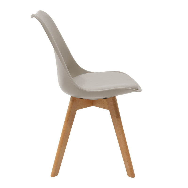 Chair Gaston pakoworld PP-PU grey-natural leg 53.5x48.5x83cm