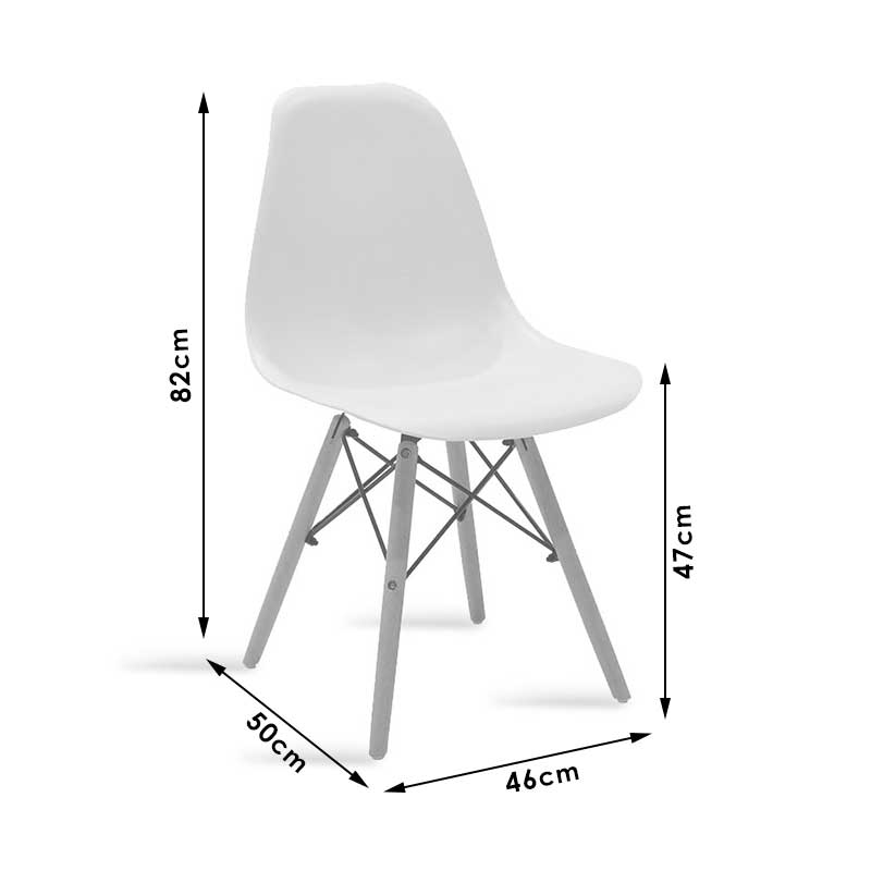 Chair Julita pakoworld PP white-natural leg 46x50x82cm