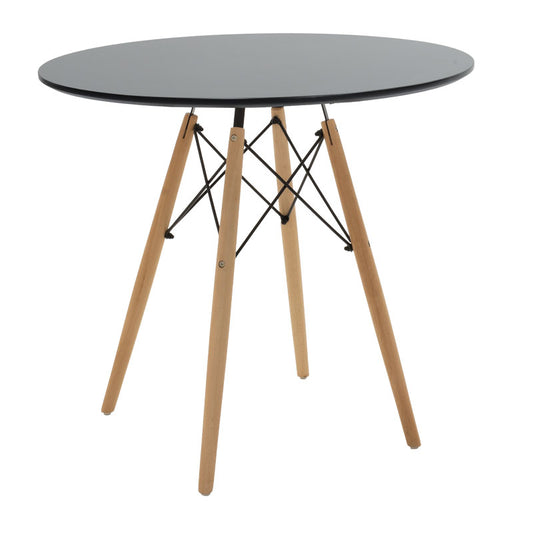 Dining table Julita pakoworld MDF top black-natural legs D80x73cm