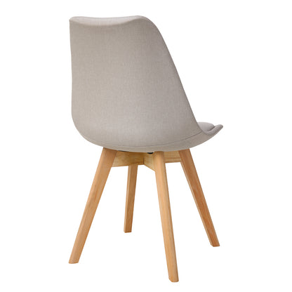 Gaston chair pakoworld beige fabric and natural wood leg 56.5x43x83.5cm