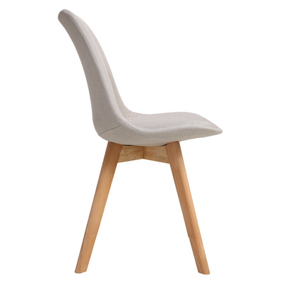 Gaston chair pakoworld beige fabric and natural wood leg 56.5x43x83.5cm