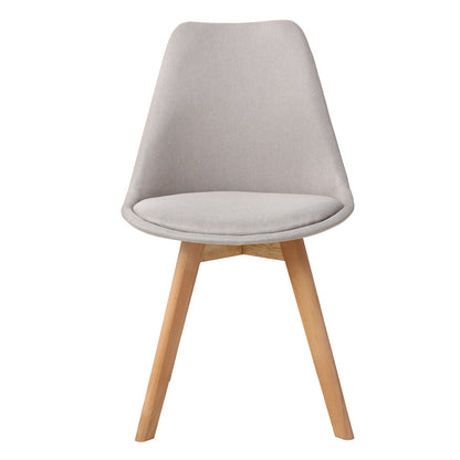 Gaston chair pakoworld beige fabric and natural wood leg 56.5x43x83.5cm