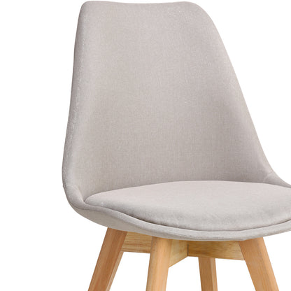 Gaston chair pakoworld beige fabric and natural wood leg 56.5x43x83.5cm