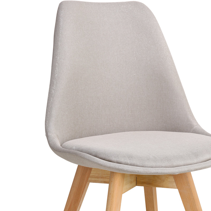 Gaston chair pakoworld beige fabric and natural wood leg 56.5x43x83.5cm