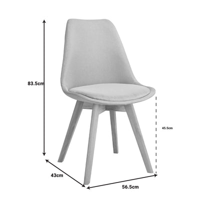 Gaston chair pakoworld beige fabric and natural wood leg 56.5x43x83.5cm