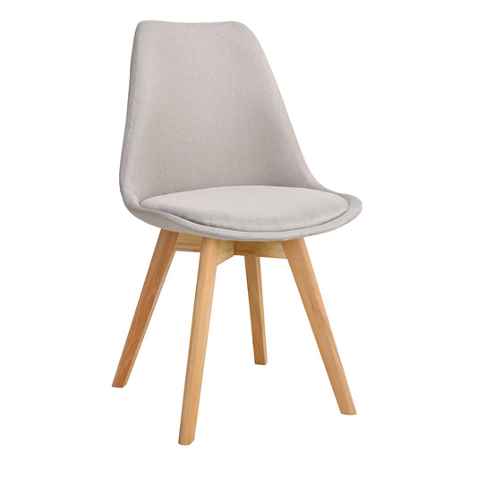 Gaston chair pakoworld beige fabric and natural wood leg 56.5x43x83.5cm