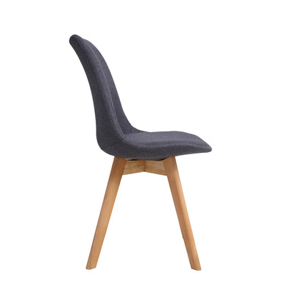 Gaston chair pakoworld anthracite fabric and natural wood leg 56.5x43x83.5cm