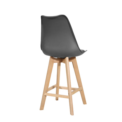 Bar stool Gaston pakoworld dark grey pp-pu-natural wood leg 56x48.5x104cm