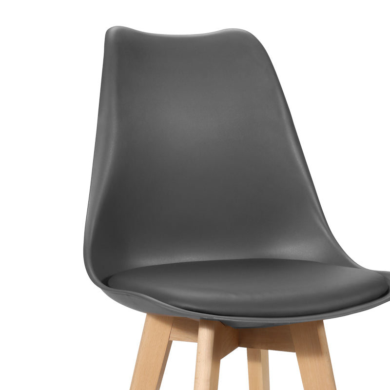 Bar stool Gaston pakoworld dark grey pp-pu-natural wood leg 56x48.5x104cm