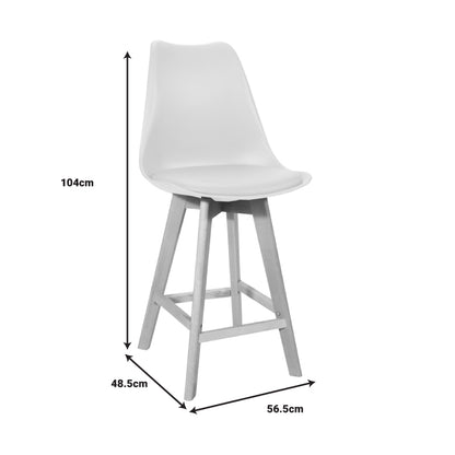 Bar stool Gaston pakoworld dark grey pp-pu-natural wood leg 56x48.5x104cm